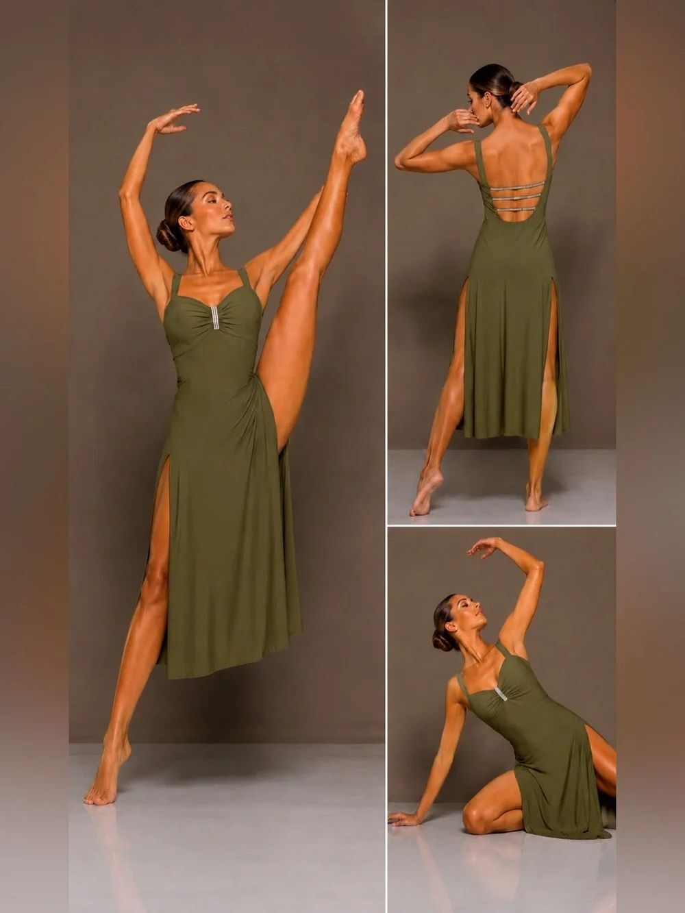 Kelle dance lyrical costume olive green maxi dress FIRE BURNS BRIGHT 8453 teen